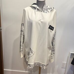 Chic Cream Graphic Hoodie for Women